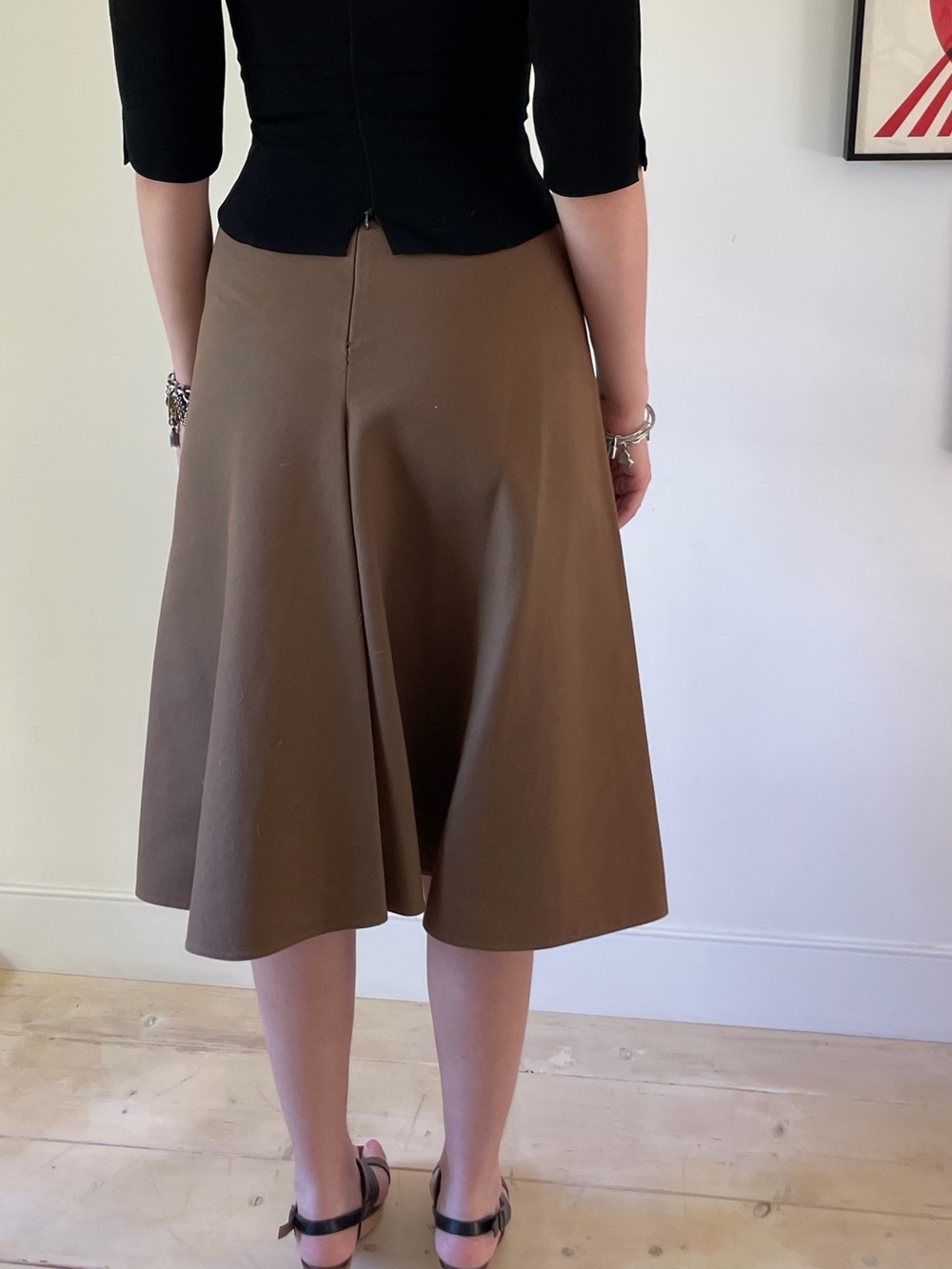 MARNI structured cotton Brown Midi A-Line Skirt - Picture 3 of 6